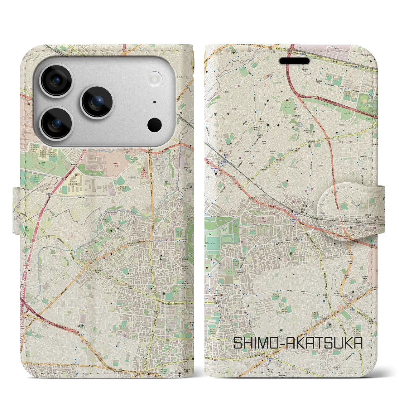 【下赤塚(東京都)】地図柄iPhoneケース(手帳タイプ)