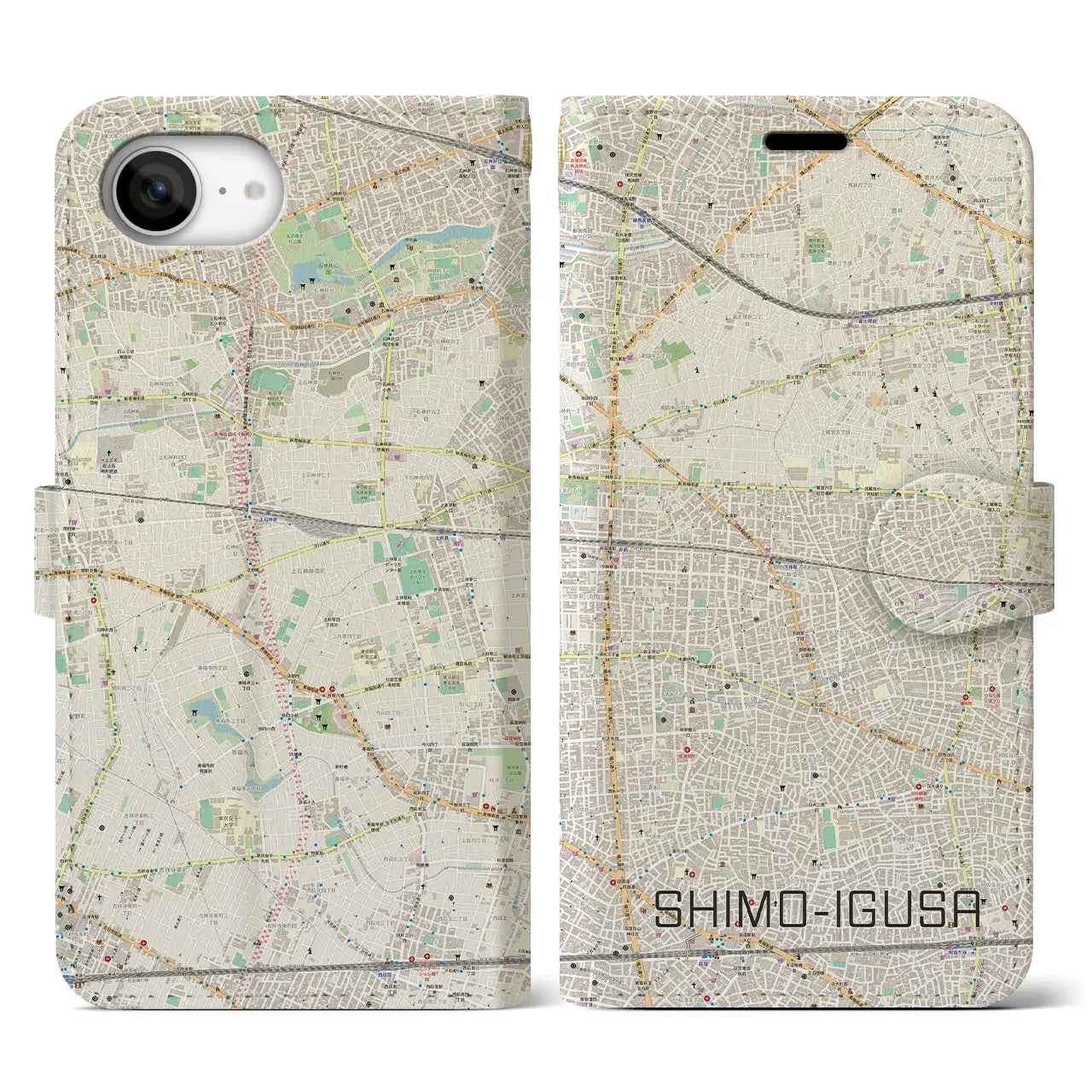 【下井草(東京都)】地図柄iPhoneケース(手帳タイプ)