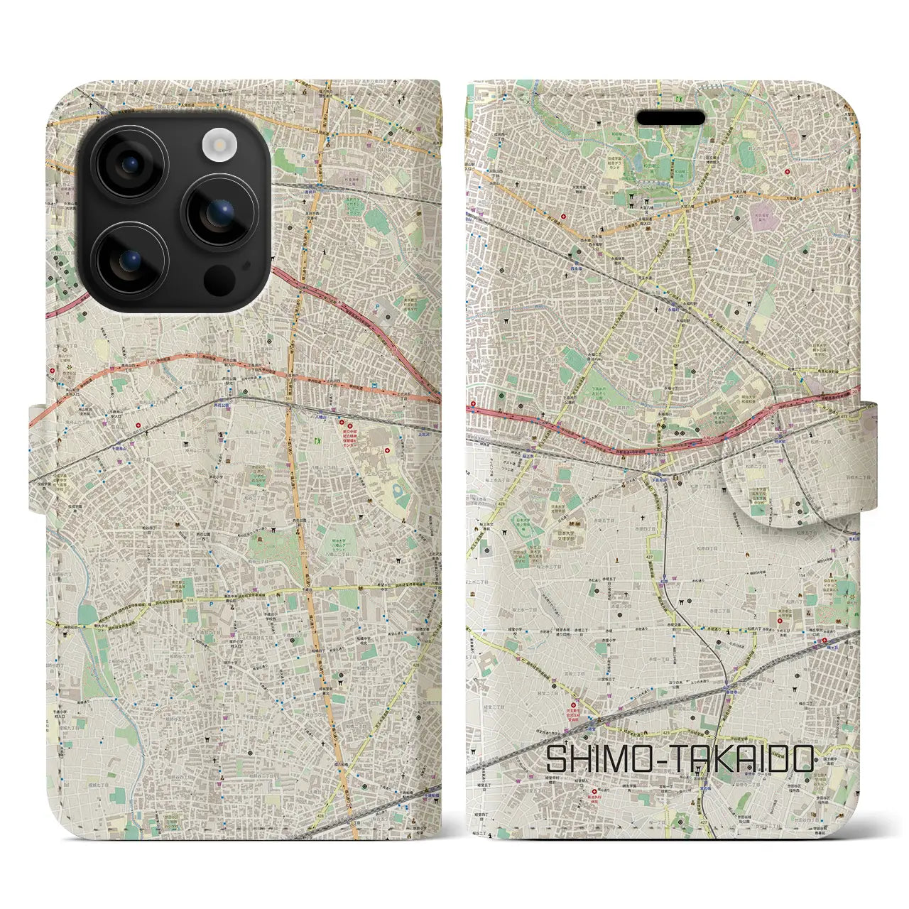 【下高井戸(東京都)】地図柄iPhoneケース(手帳タイプ)