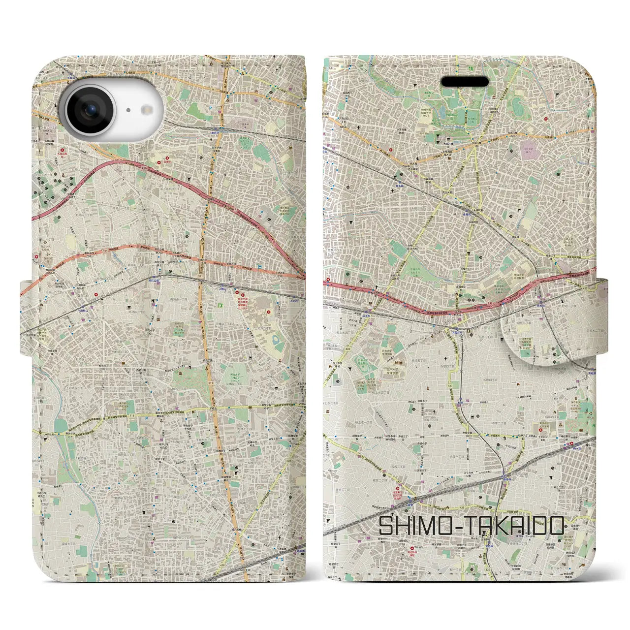 【下高井戸(東京都)】地図柄iPhoneケース(手帳タイプ)