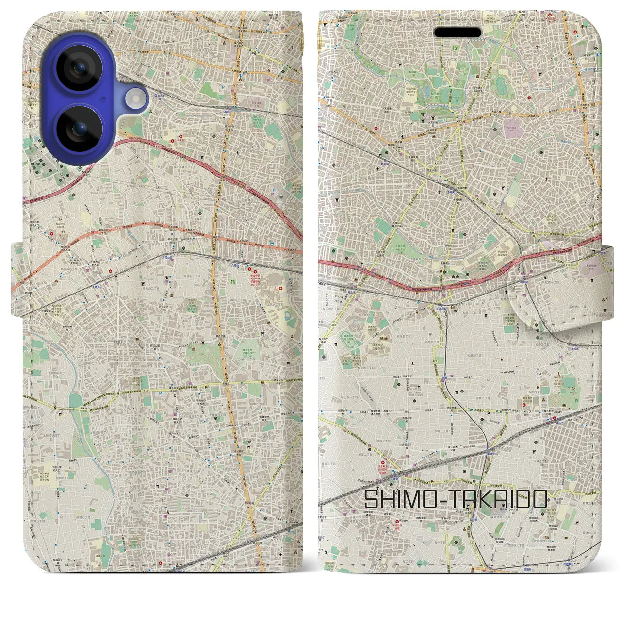 【下高井戸(東京都)】地図柄iPhoneケース(手帳タイプ)