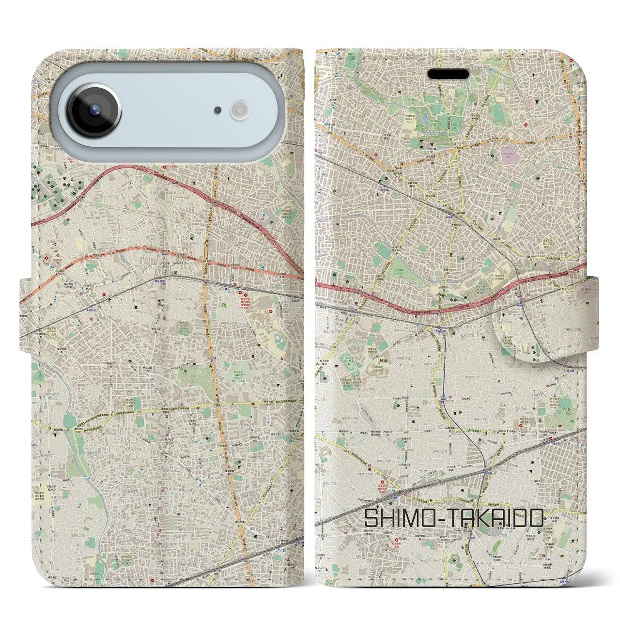 【下高井戸(東京都)】地図柄iPhoneケース(手帳タイプ)ナチュラル・iPhone 17 Pro Max 用
