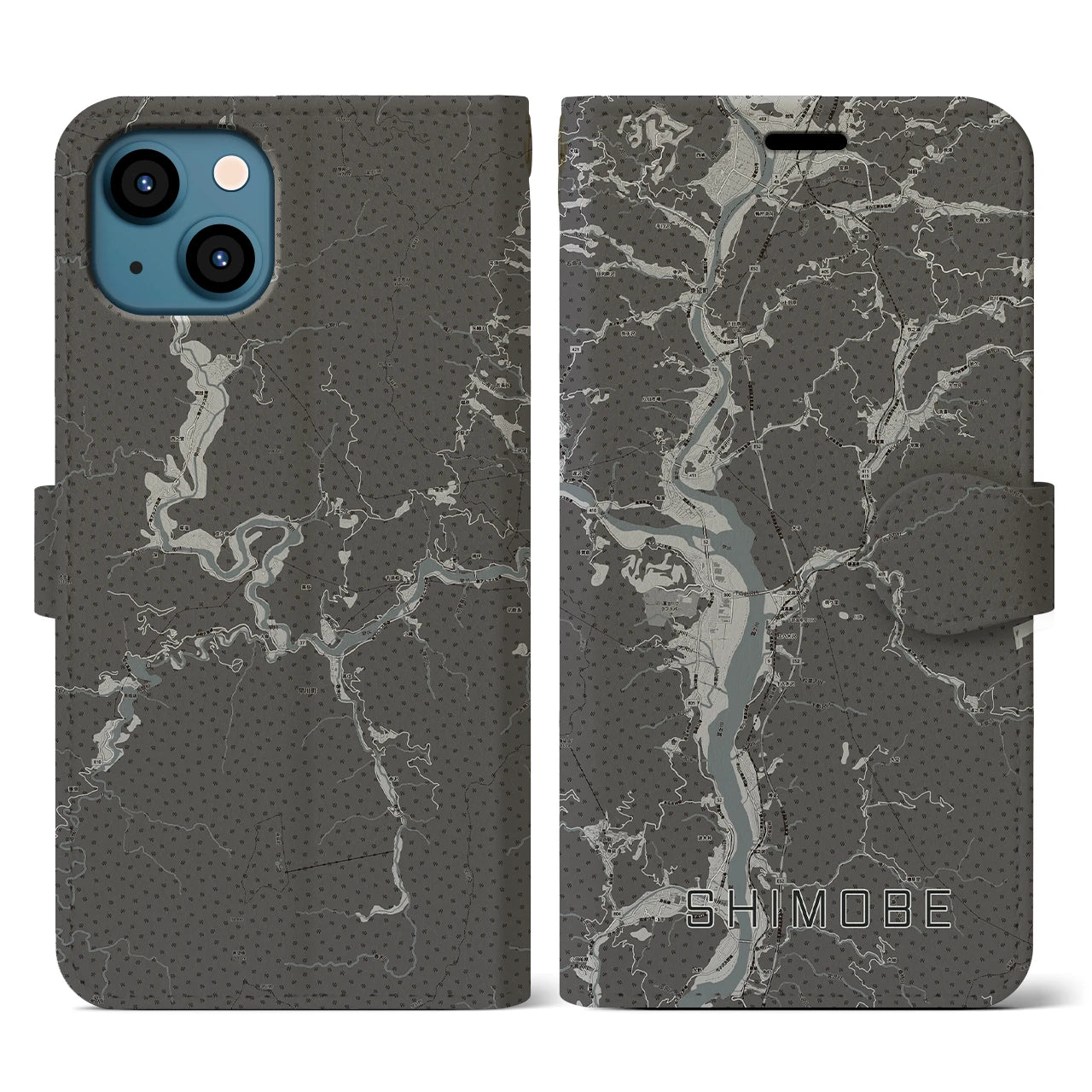 【下部(山梨県)】地図柄iPhoneケース(手帳タイプ)