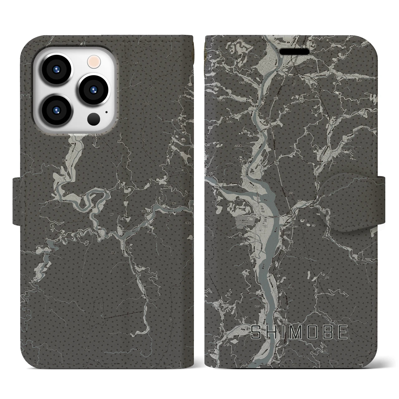 【下部(山梨県)】地図柄iPhoneケース(手帳タイプ)