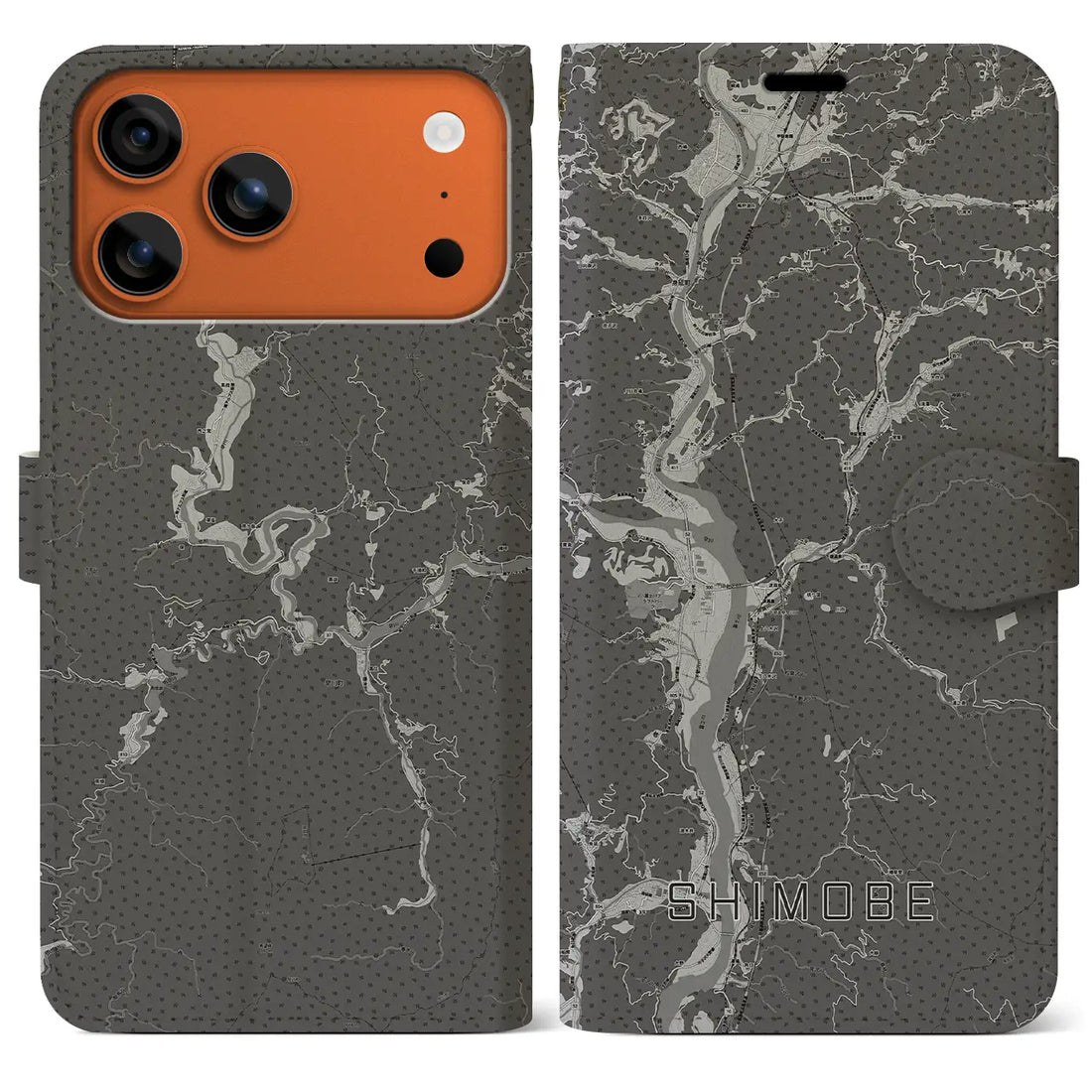 【下部(山梨県)】地図柄iPhoneケース(手帳タイプ)