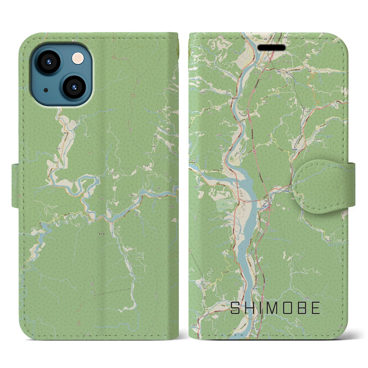 【下部(山梨県)】地図柄iPhoneケース(手帳タイプ)