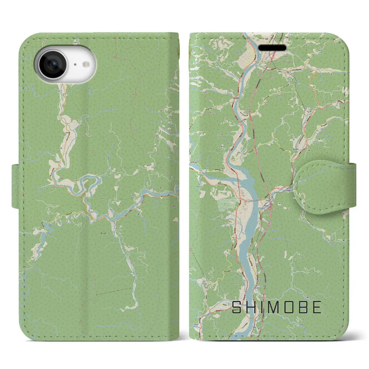 【下部(山梨県)】地図柄iPhoneケース(手帳タイプ)