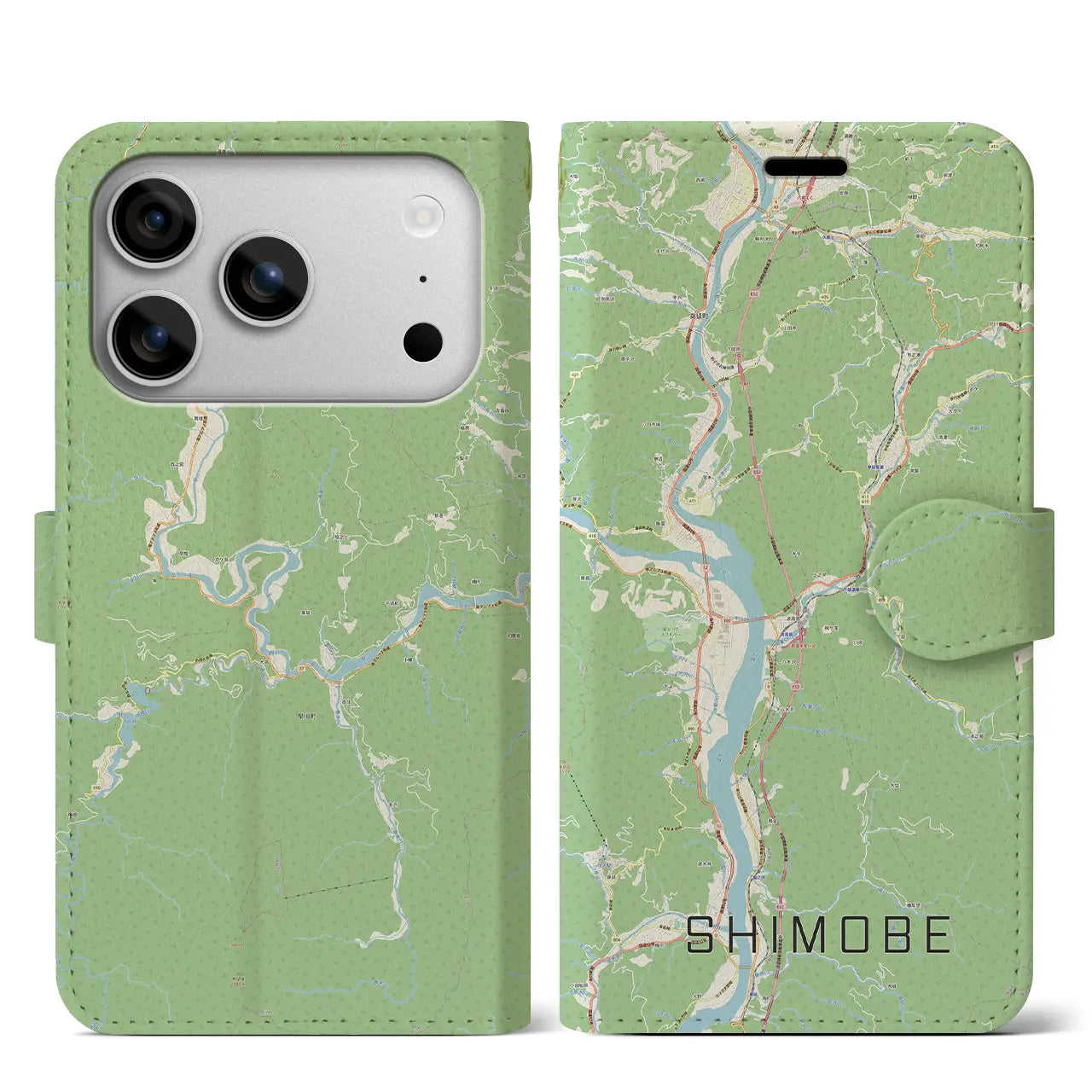 【下部(山梨県)】地図柄iPhoneケース(手帳タイプ)