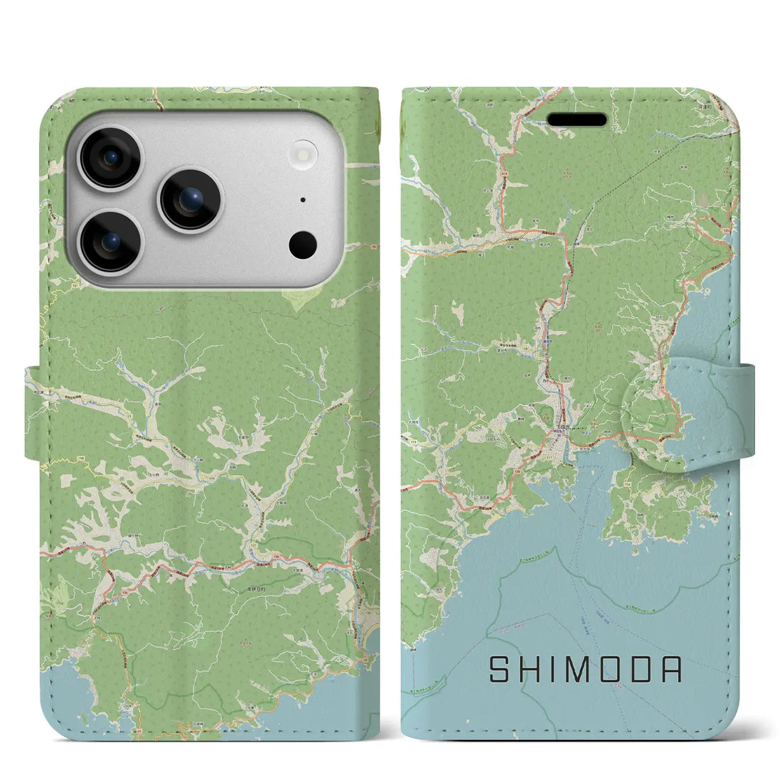 【下田(静岡県)】地図柄iPhoneケース(手帳タイプ)ナチュラル・iPhone 17 Pro Max 用