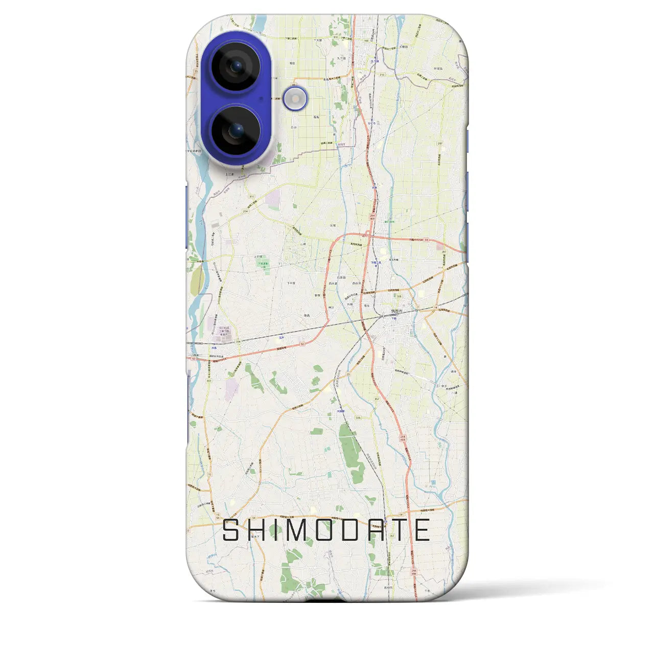 【下館(茨城県)】地図柄iPhoneケース(バックカバータイプ)