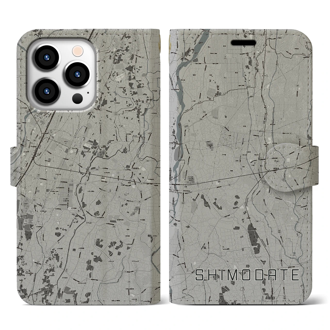 【下館(茨城県)】地図柄iPhoneケース(手帳タイプ)