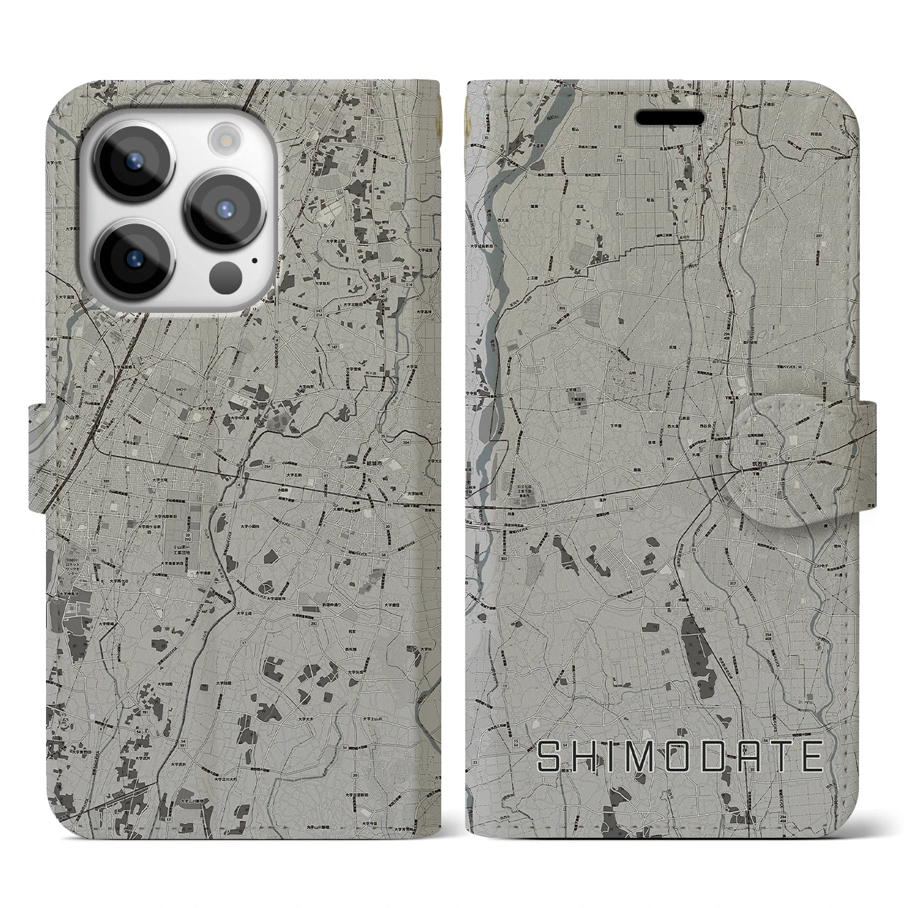 【下館(茨城県)】地図柄iPhoneケース(手帳タイプ)