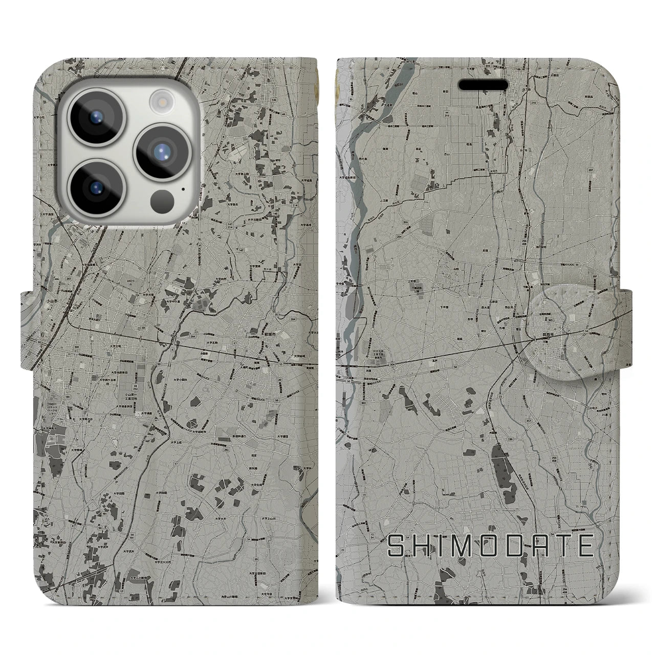 【下館(茨城県)】地図柄iPhoneケース(手帳タイプ)