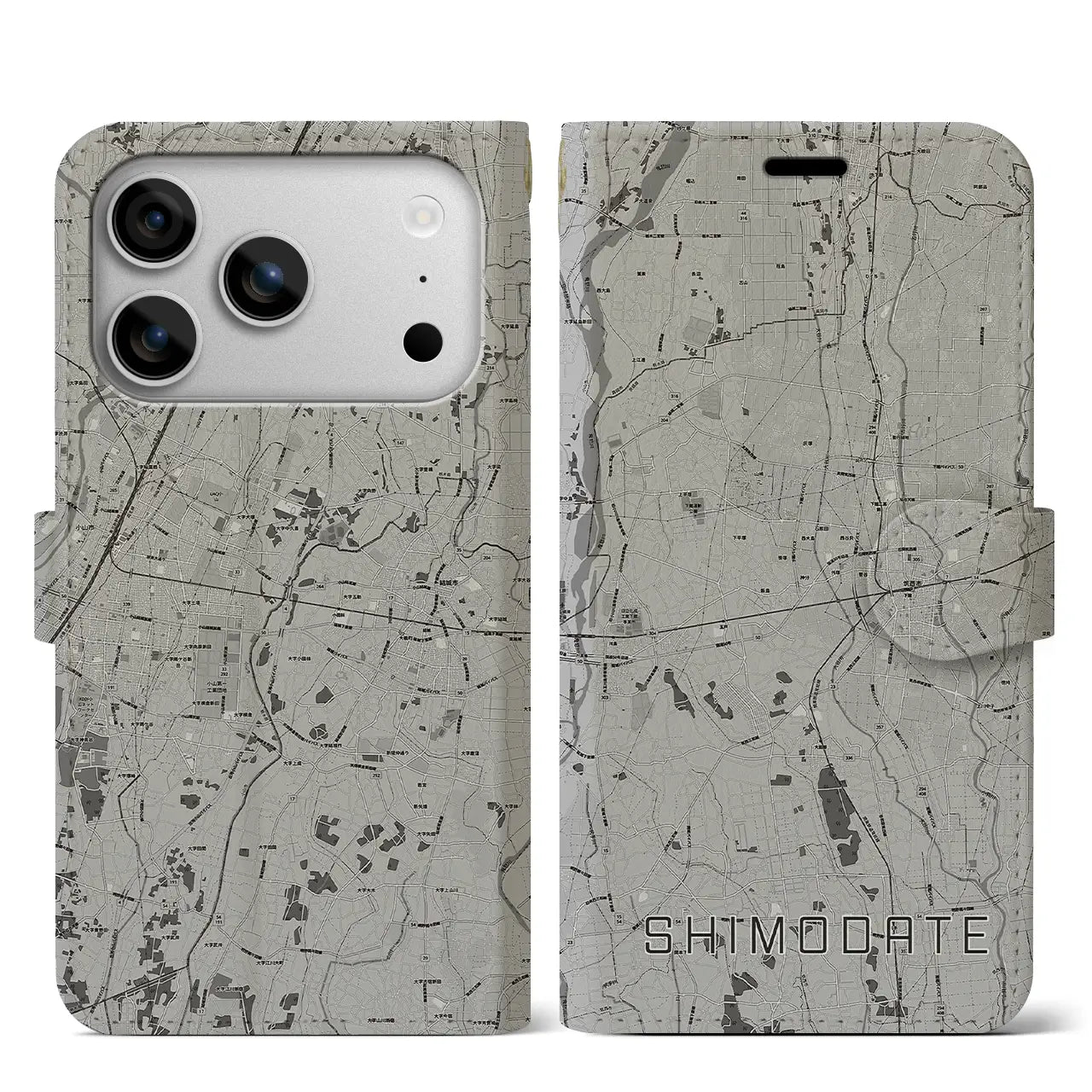 【下館(茨城県)】地図柄iPhoneケース(手帳タイプ)