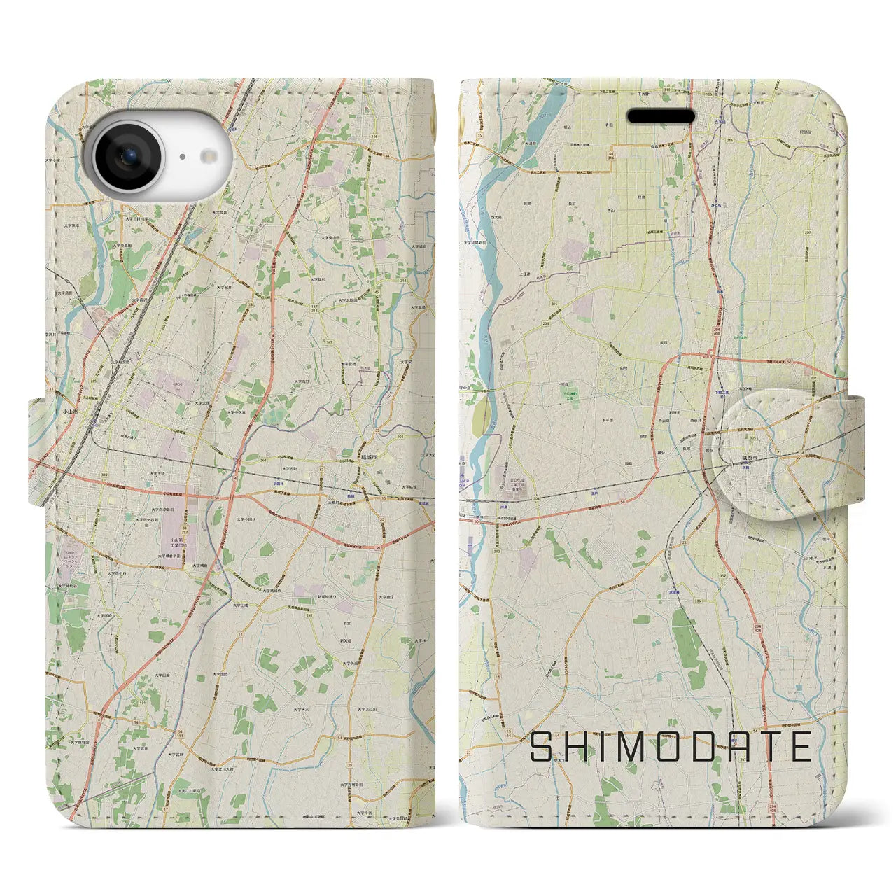 【下館(茨城県)】地図柄iPhoneケース(手帳タイプ)