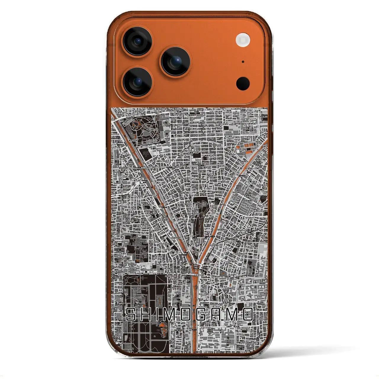 【下鴨(京都府)】地図柄iPhoneケース(クリアタイプ)モノトーン・iPhone 17 Pro Max 用