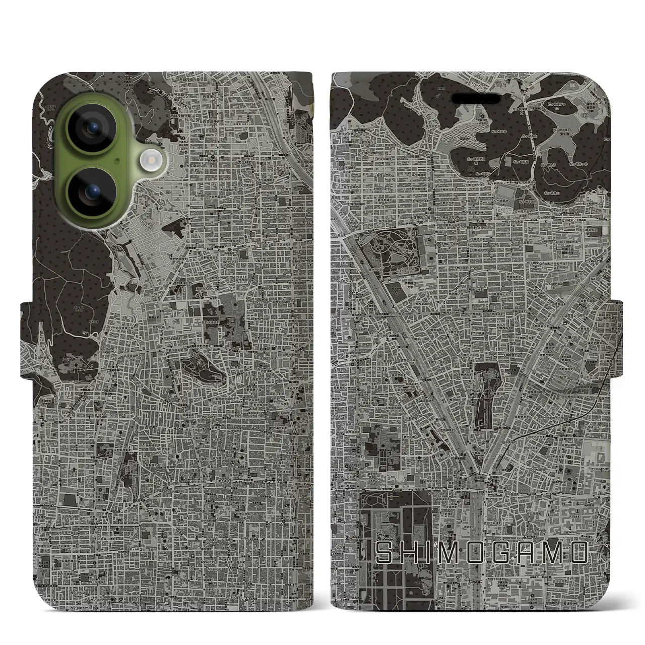 【下鴨(京都府)】地図柄iPhoneケース(手帳タイプ)