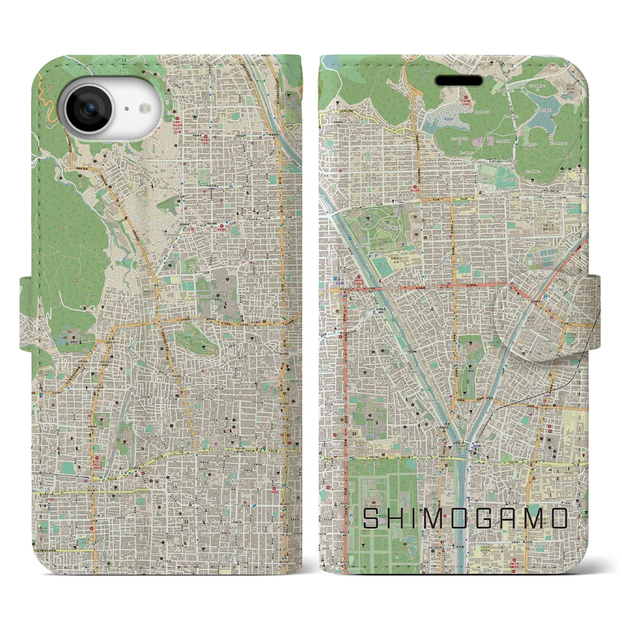 【下鴨(京都府)】地図柄iPhoneケース(手帳タイプ)