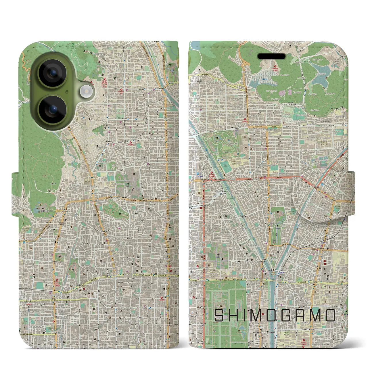 【下鴨(京都府)】地図柄iPhoneケース(手帳タイプ)