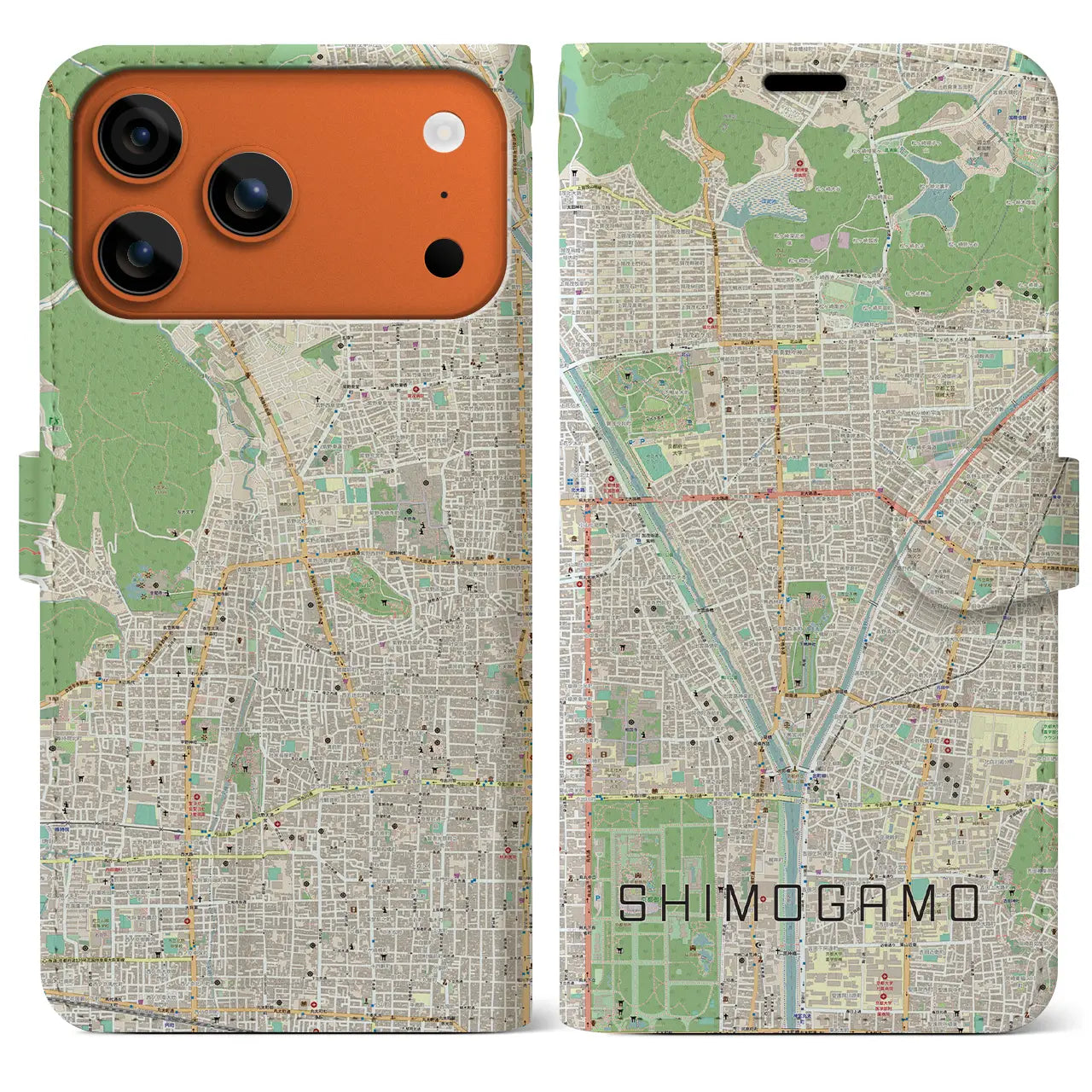 【下鴨(京都府)】地図柄iPhoneケース(手帳タイプ)