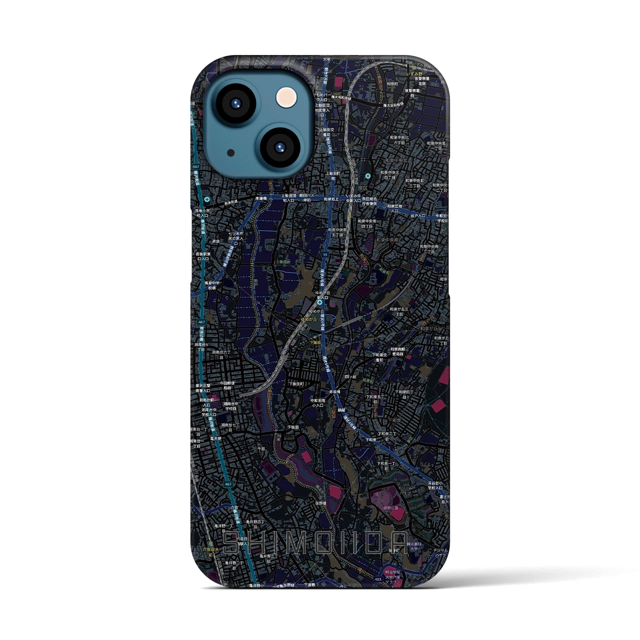 【下飯田(神奈川県)】地図柄iPhoneケース(バックカバータイプ)