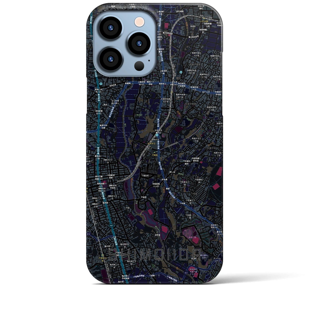 【下飯田(神奈川県)】地図柄iPhoneケース(バックカバータイプ)