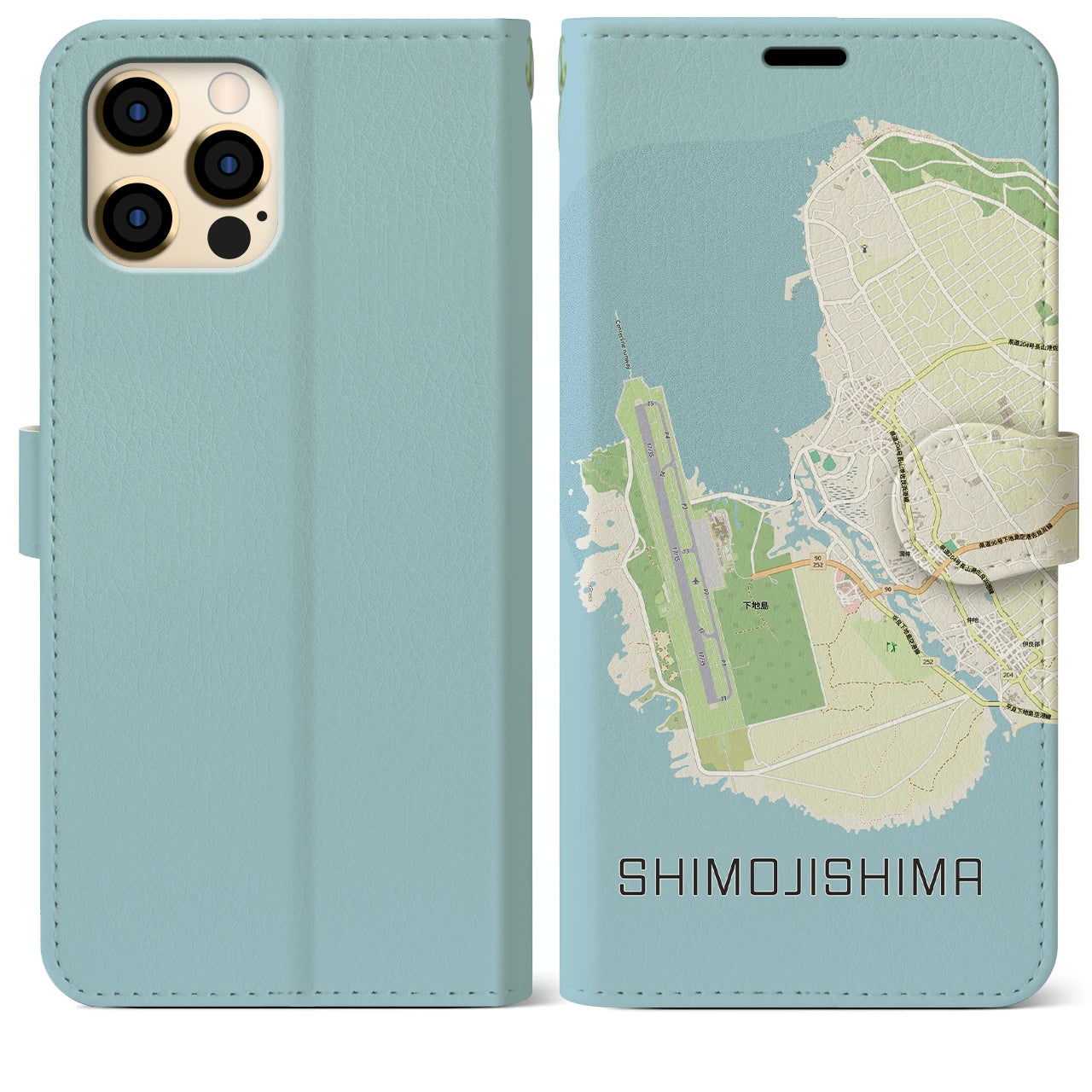 【下地島(沖縄県)】地図柄iPhoneケース(手帳タイプ)ナチュラル・iPhone 12 Pro Max 用