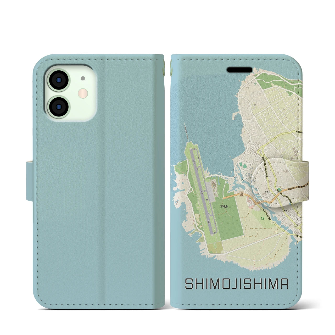 【下地島(沖縄県)】地図柄iPhoneケース(手帳タイプ)ナチュラル・iPhone 12 mini 用