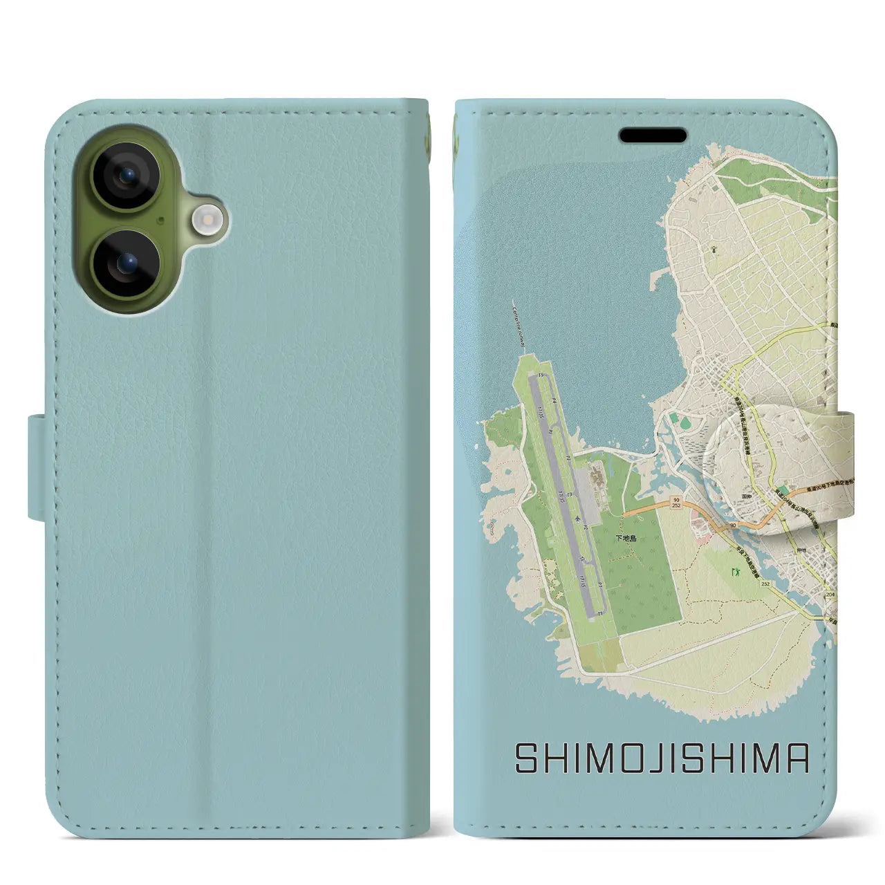【下地島(沖縄県)】地図柄iPhoneケース(手帳タイプ)ナチュラル・iPhone 17 Pro Max 用