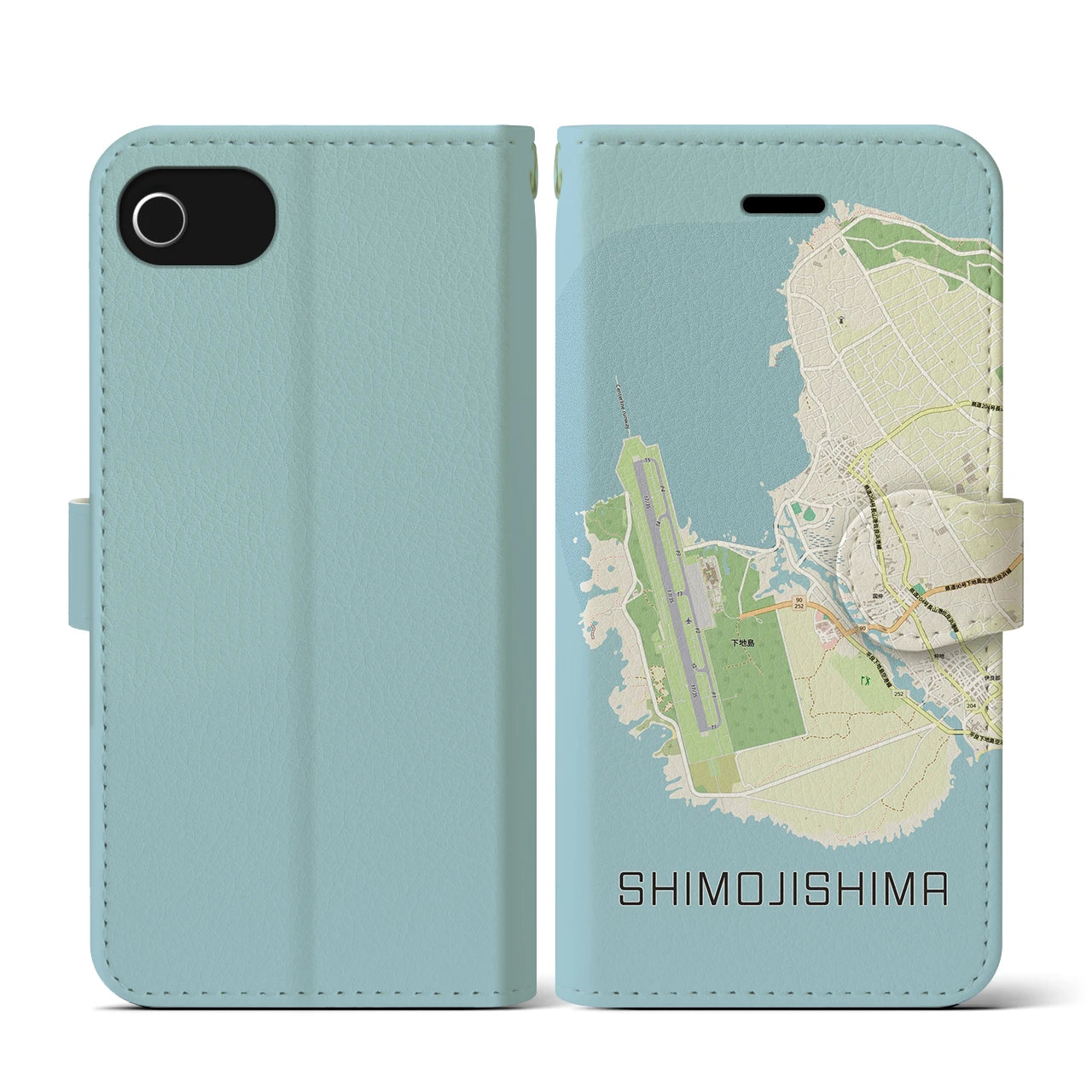 【下地島(沖縄県)】地図柄iPhoneケース(手帳タイプ)ナチュラル・iPhone SE(第3 / 第2世代) / 8 / 7 / 6s / 6 用