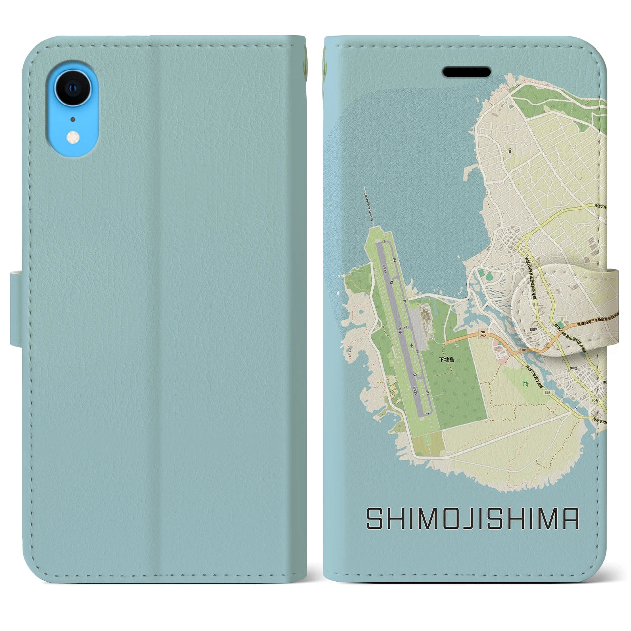 【下地島(沖縄県)】地図柄iPhoneケース(手帳タイプ)ナチュラル・iPhone XR 用