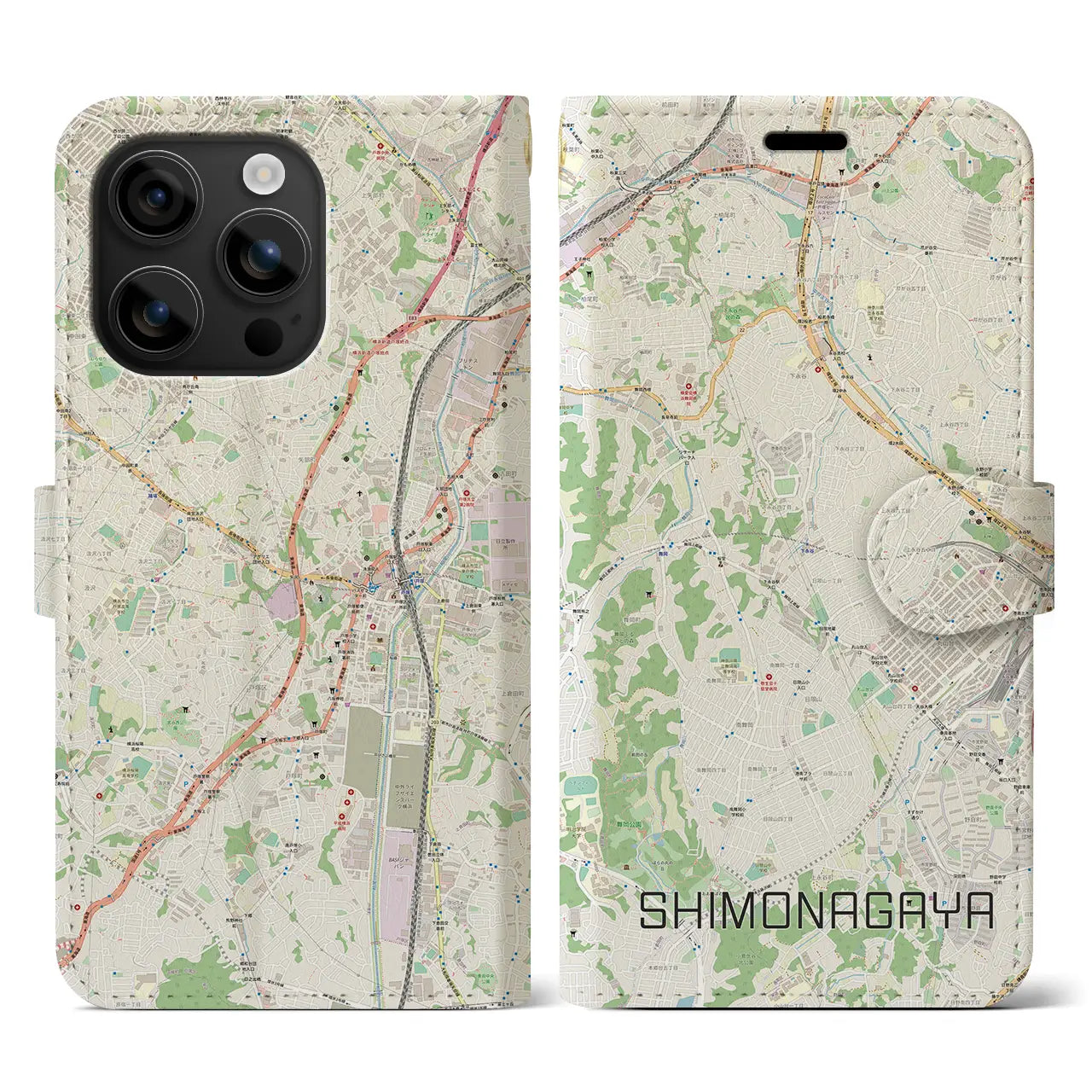 【下永谷(神奈川県)】地図柄iPhoneケース(手帳タイプ)ナチュラル・iPhone 16 用