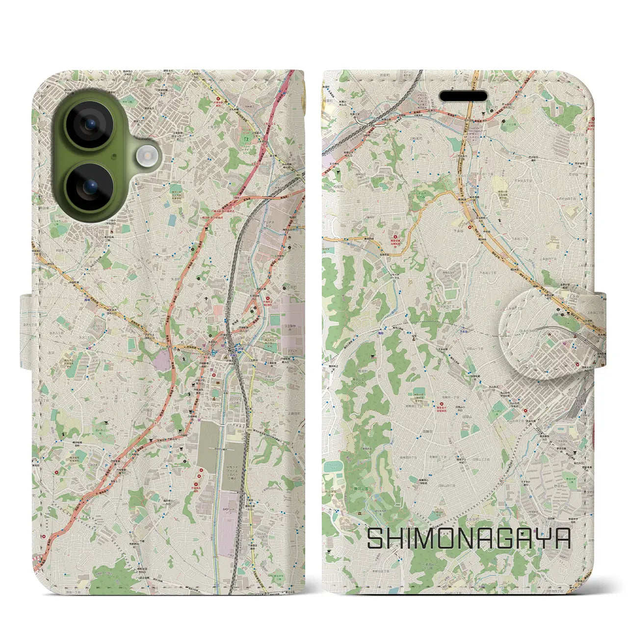 【下永谷(神奈川県)】地図柄iPhoneケース(手帳タイプ)