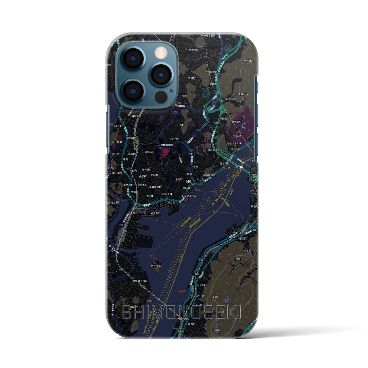 【下関2(山口県)】地図柄iPhoneケース(バックカバータイプ)