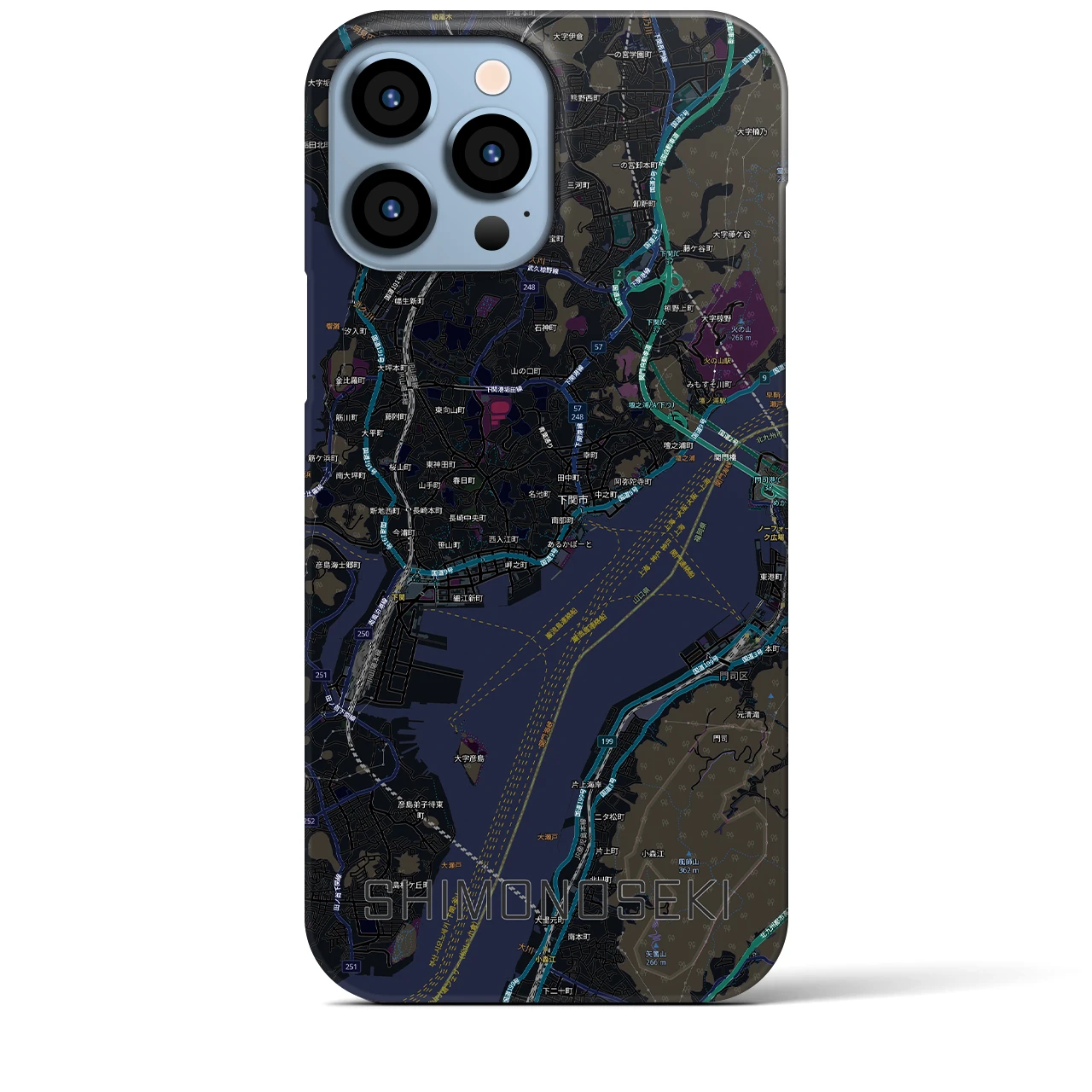 【下関2(山口県)】地図柄iPhoneケース(バックカバータイプ)