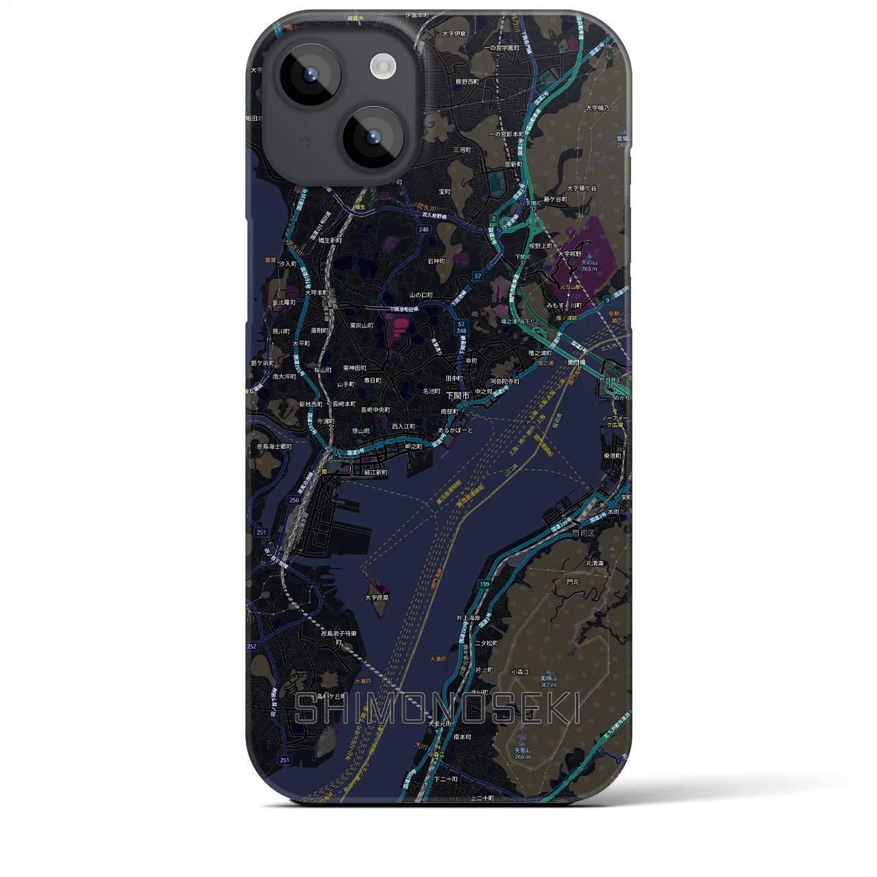 【下関2(山口県)】地図柄iPhoneケース(バックカバータイプ)