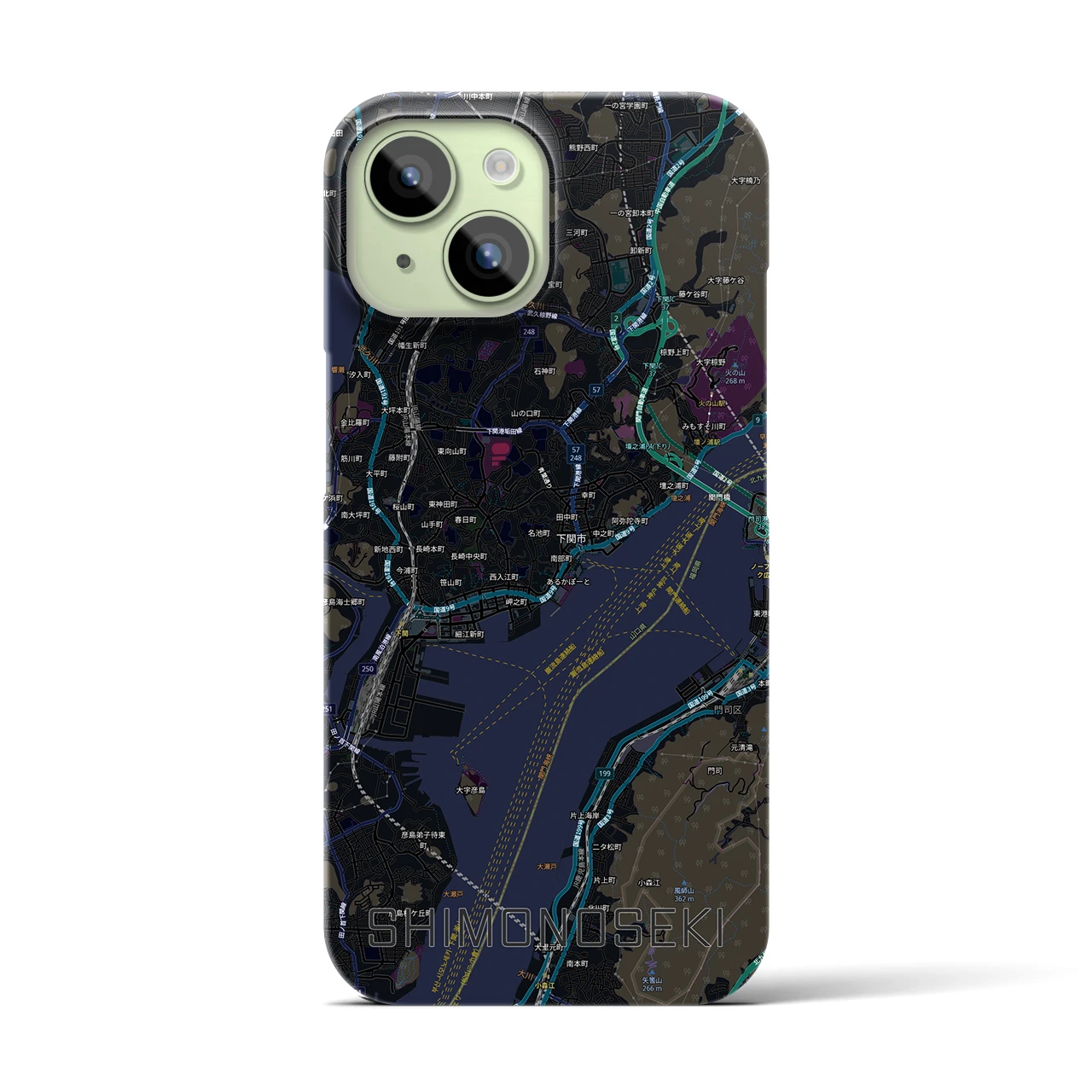 【下関2(山口県)】地図柄iPhoneケース(バックカバータイプ)