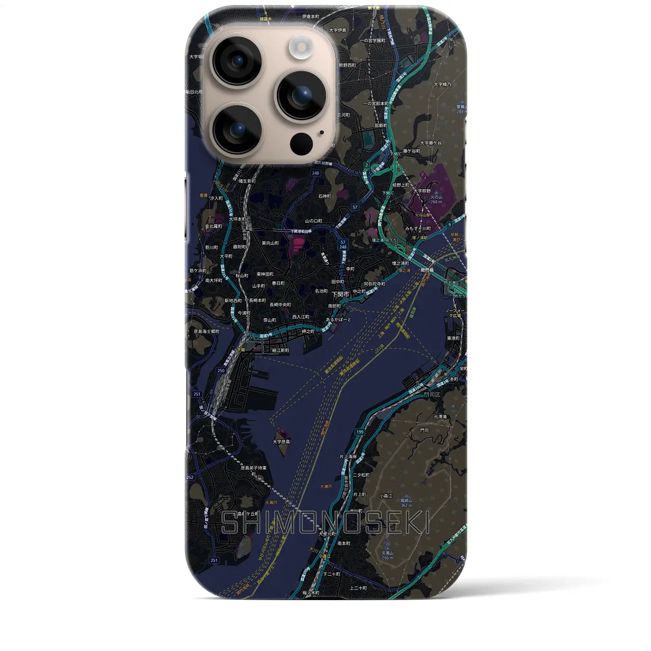 【下関2(山口県)】地図柄iPhoneケース(バックカバータイプ)