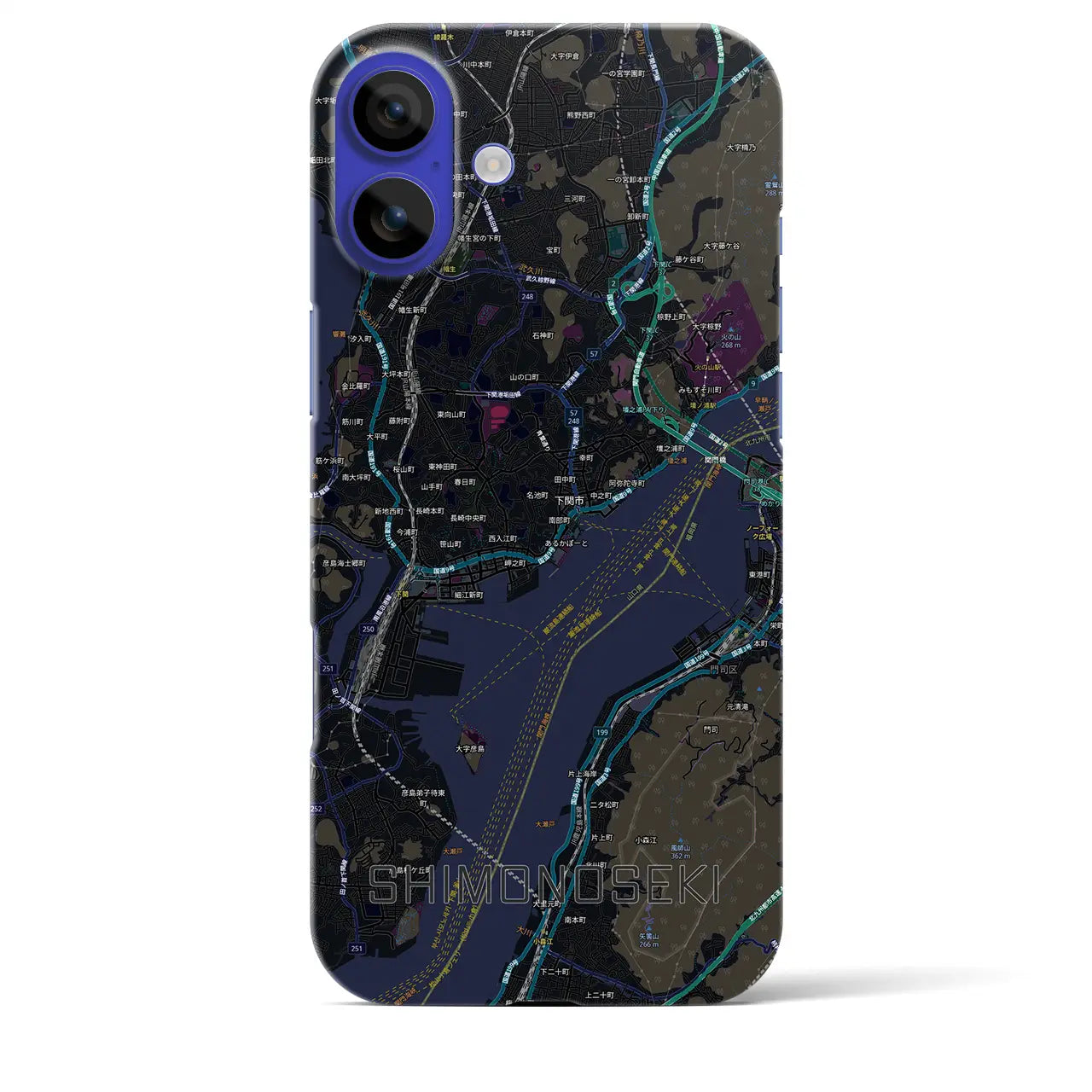 【下関2(山口県)】地図柄iPhoneケース(バックカバータイプ)