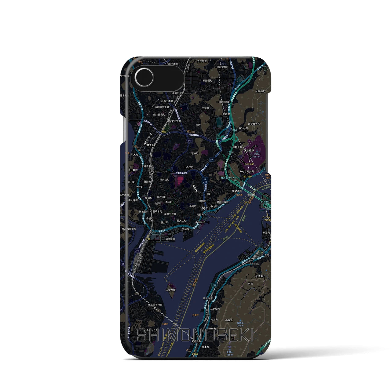 【下関2(山口県)】地図柄iPhoneケース(バックカバータイプ)