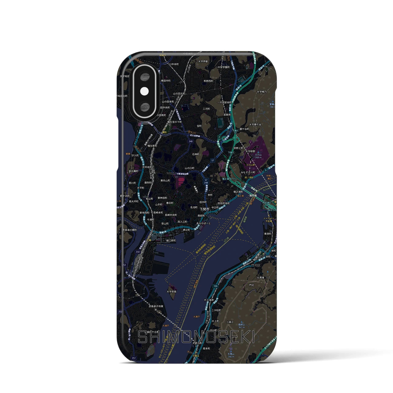 【下関2(山口県)】地図柄iPhoneケース(バックカバータイプ)