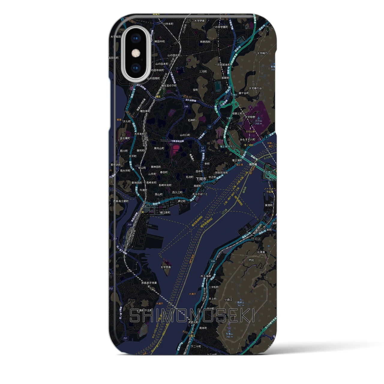 【下関2(山口県)】地図柄iPhoneケース(バックカバータイプ)