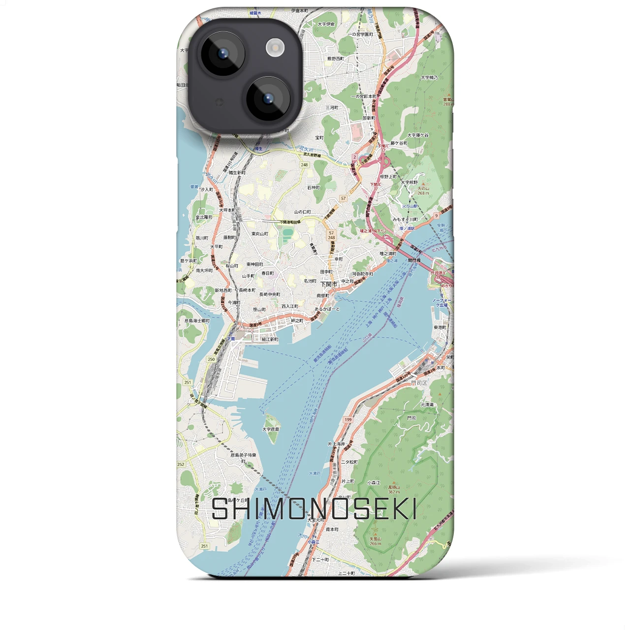 【下関2(山口県)】地図柄iPhoneケース(バックカバータイプ)