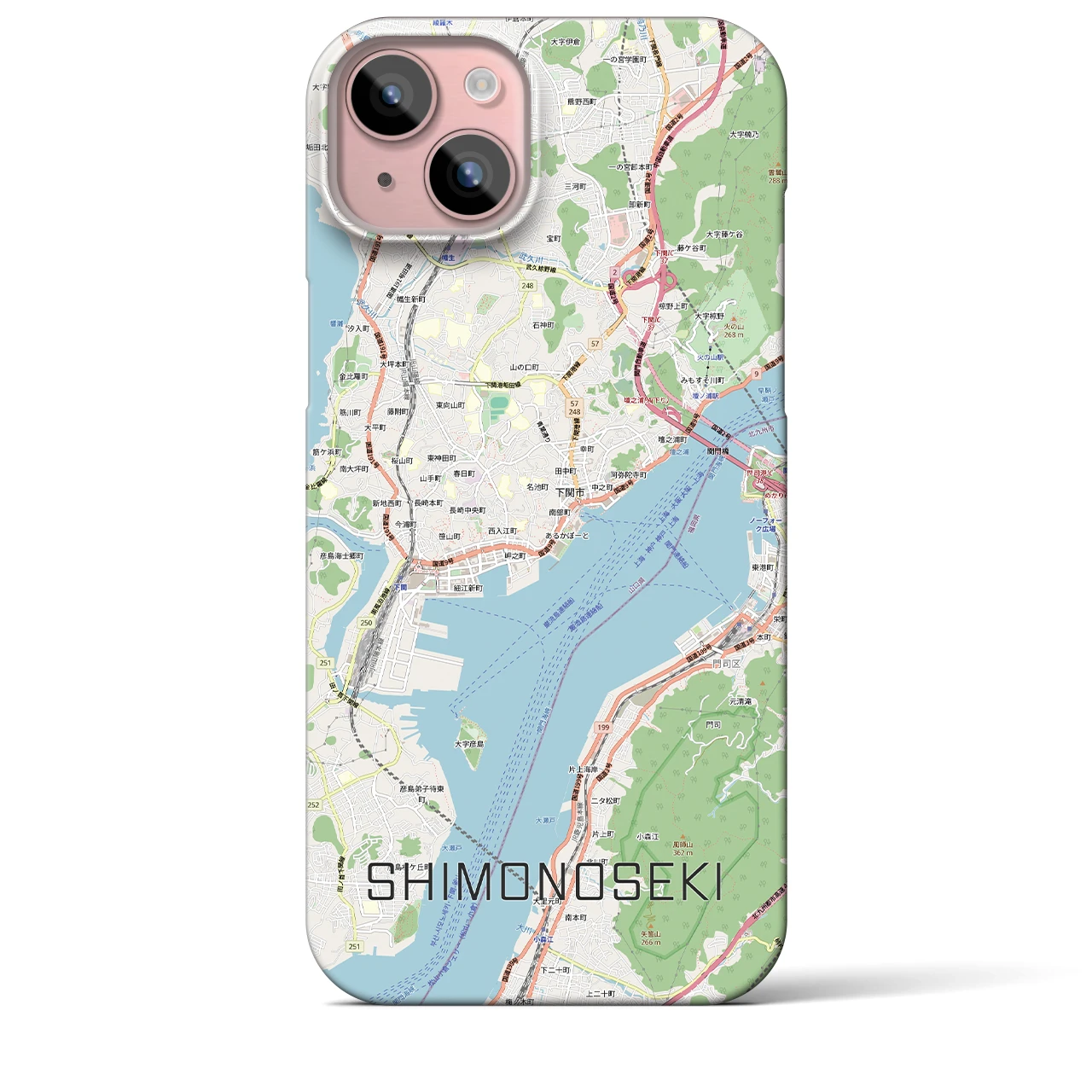 【下関2(山口県)】地図柄iPhoneケース(バックカバータイプ)