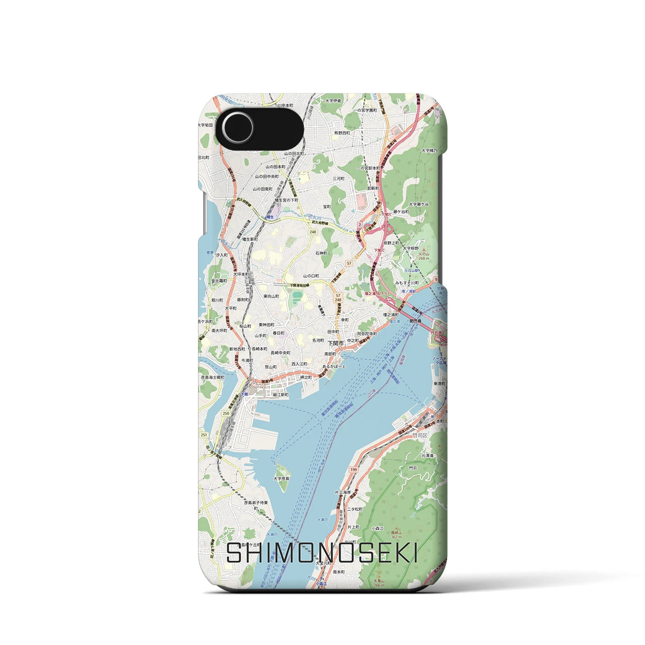 【下関2(山口県)】地図柄iPhoneケース(バックカバータイプ)