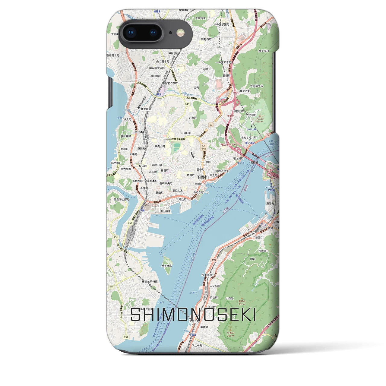 【下関2(山口県)】地図柄iPhoneケース(バックカバータイプ)
