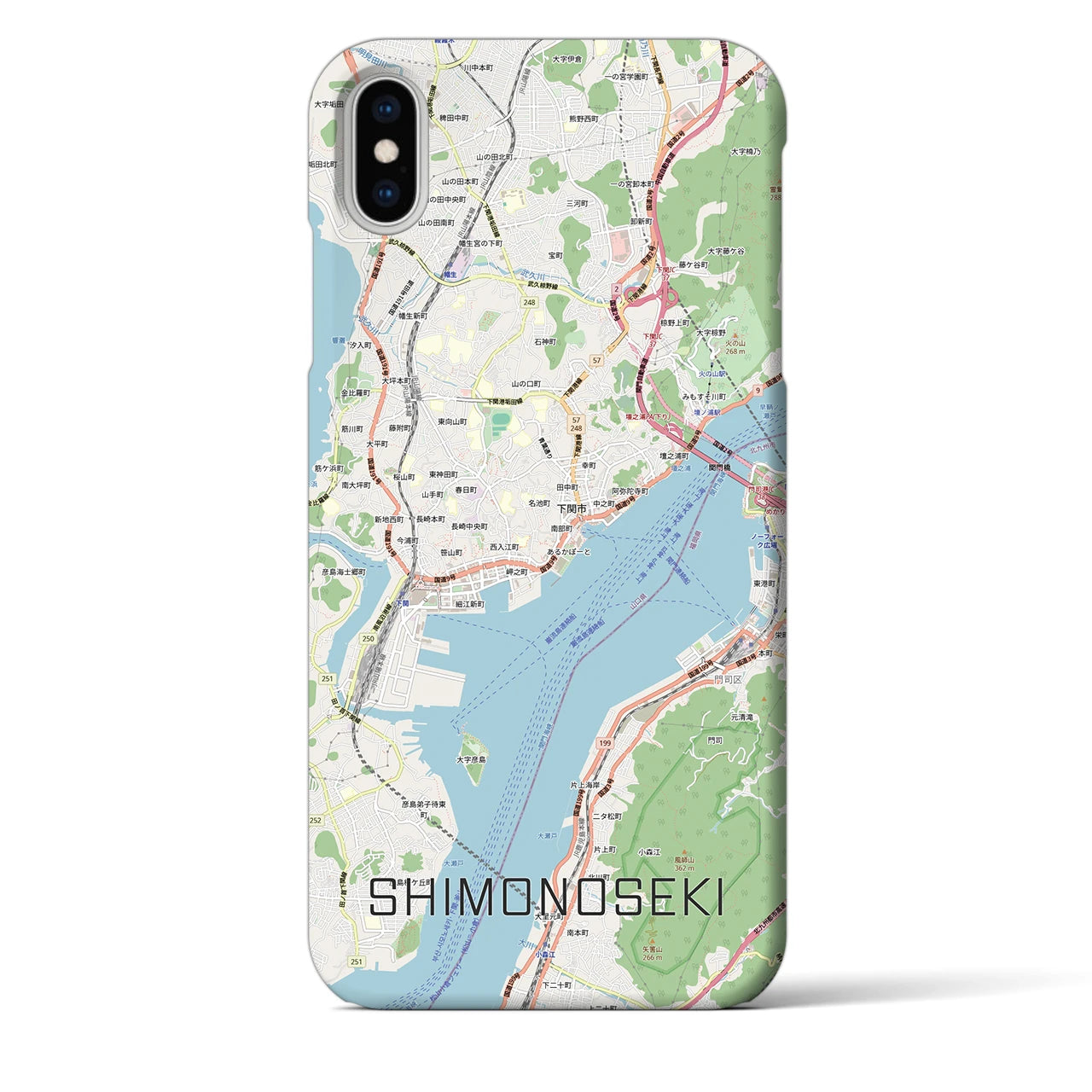 【下関2(山口県)】地図柄iPhoneケース(バックカバータイプ)