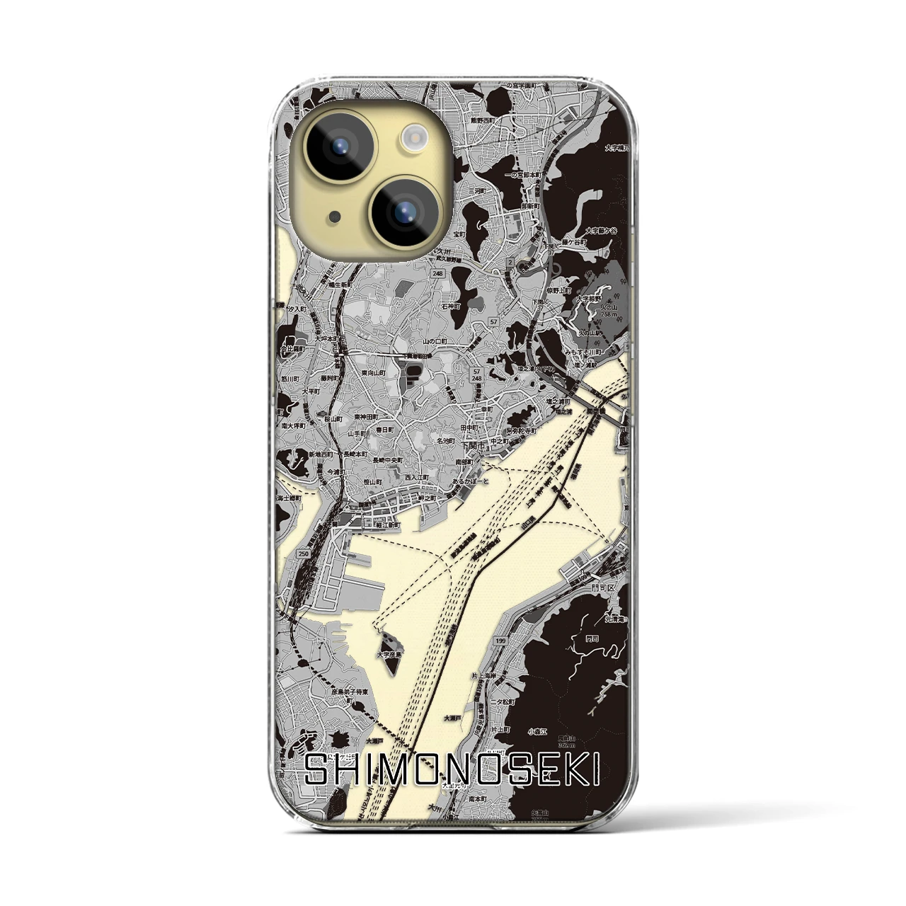 【下関2(山口県)】地図柄iPhoneケース(クリアタイプ)