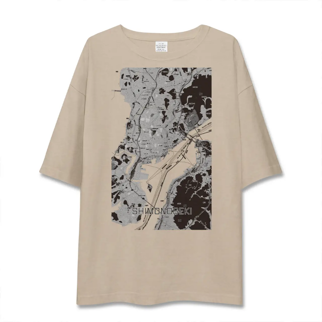 【下関2(山口県)】地図柄ビッグシルエットTシャツ