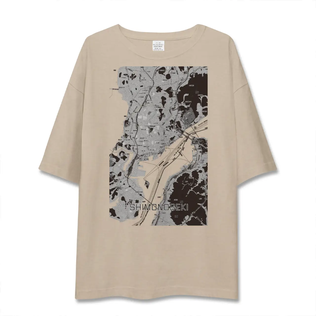 【下関2(山口県)】地図柄ビッグシルエットTシャツ